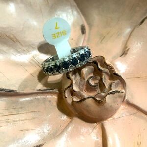 Bomb Party OG Ring Sz 7. “Talisa Ring” Black Ice Crystal. Rhodium Plating.